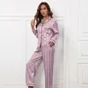 Pijama feminina feminina com calças e camisas conjunto