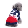 Vestuário para cães Cross-border Pet Roupas Suéter Osso Listrado Turtleneck Floco de Neve de Natal Outono e Inverno