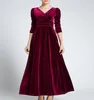 플러스 사이즈 드레스 여성 의류 크기 긴 벨벳 가을 vneck 저녁 신부 들러리 파티 무슬림 카프탄 아프리카 최대 230130