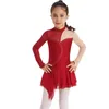 Bühnenkleidung Kinder Mädchen Ballettkleid Langarm Rundkragen Patchwork Stil Hohlrücken Strass Verziert Eiskunstlauf Tanz