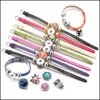 Charm Bracelets Snap Button 18Mm Jewelry Pu Leather Diy Armband Bracelet Drop Delivery Dhjsi