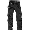 Men's Pants 2023 Casual Cargo Men Work Male Loose Fit Cotton Straight Leg Workwear With Muti Pockets Military