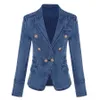 Costumes pour femmes Blazers HAUTE QUALITÉ Créateur de mode Métal Lion Boutons Veste en jean à double boutonnage Manteau extérieur 230130