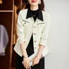 Vrouwen Pakken 4XL Kleur Splicing Engels Stijl Groen Wit Jassen Rose Rood Pak Tops Casual Blazers Vrouwen Korea Multicolor jassen Straat