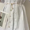Cintos elegantes cinto feminino de pérolas simples ajuste em cadeia fina de metal para vestidos de vestido feminino designer de jóias decorativas de designer skinny