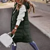 Giacche da donna Gilet invernale lungo da donna con cappuccio senza maniche caldo piumino tasche giacca trapuntata da esterno