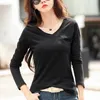 Women's TShirt TuangBiang Autumn Women Asymmetrical Hem Bamboo Cotton Burgundy Loose Tshirt Korean Crossed 2023 Long Sleeve Winter Tops 230130