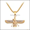 Pendant Necklaces Gold Punk Long Chain Hip Hop Eagle Man And Women Jewelry Egyptian Trendy Cross Angel Isis Necklace Drop Delivery Pe Dhcny