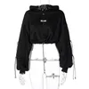 Felpe con cappuccio da donna Felpe con cappuccio JIAK Y2K Streetwear Felpa con cappuccio Goth Fashion Crop Top Manica lunga 2023 Abbigliamento autunno inverno Womem Oversize Gothic Sw