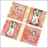 Jeux de nouveauté Prop Jeu canadien Copie d'argent Dollar CAD Fbanknotes Papier Formation Faux Bills Film Props Drop Livraison Jouets Cadeaux Gag Dhmke