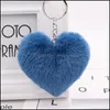 Key Rings HeartsHaped Pom Fluffy KeyChain Pendant Ornament Organiser Holder Novelty Gift Keyring Accessories Women Keychains 916 Q2 DHMFT