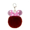 Keychains Fashion Pom Ball Keychain Creative Leather Polka Dot Bow-Tie Charm Key Chain för handväskväska bilknappar dekoration gåva