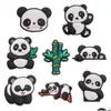 Shoe Parts Accessories Wholesale 100Pcs Pvc Animals Panda Bamboo Crab Lovely Sandals Designer Ornament Buckle For Boys Girls Croc Dh2Re