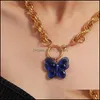 Chokers Minimalist Style Ins Alloy Twisted Cute Blue Acrylic Butterfly Pendant Women Choker Necklace Chic Female Jewelry Gift1 3535 Dhqoh