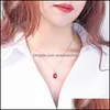 Pendant Necklaces Fashion Rose Gold Inlaid Imitation Natural Colored Rubellite Gemstone Zircon Clavicle Necklace Ladies High Jewelry Dh3Zk