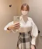 秋の冬のスカート日本語jupe harajuku Faldas Mujer Moda 2024ハイウエストスリムコントラストカラーカラー格子縞のミニスカート