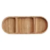 Plates Divided Serving Tray Wooden Dish For Home Kitchen Dining Room