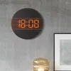 Wall Clocks Wooden LED Digital Clock Automatic Light-sensitive 12/24 Hour Mounted Watch For Home Living Room Decoration