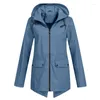 Vestes pour femmes hiver manteau léger femmes veste à capuche décontractée dames mode couleur unie en plein air plus imperméable imperméable coupe-vent