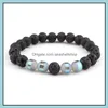 Pärlsträngar svarta lava rock pärlor 8mm chakra healing nce armband reiki bön sten yoga droppleverans smycken armband dhwvb