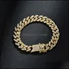 Цепочка звенья мужские хип -хоп Bling Gold Bracelets Diamond Jewelry Mice Out Miami Cuban Link Bracelet 1272 B3 Drop Delief Dhpa6