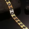 Link Bracelets Latest Designer Fashion Jewelry Bicolor Two Tone Black Ceramic And Golden Stainless Steel Charm Bangle Magnet Friendship