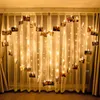Dizeler 1.4 2.5m LED kalp Işık Dize Aşk Perde Lambası Noel Masal Işıkları Düğün Çelenk 8 Mod Çizim Kutusu