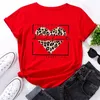 Maglietta da donna Estate Cotone Moda donna Magliette Leopard Heart Print Abiti a maniche corte Vintage Ladies Tee Top Donna ONeck TShirts 230130