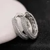 Hoop Earrings Simple For Women Silver Color 16MM Round Circle With CZ Daily Wear Fashion Versatile Lady Jewelry