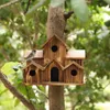 Bird Cages Wooden House Creative Pastoral Outdoor Parrot 's Nest Villastyle Feeder Courtyard Decoration Ornaments 230130