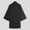 Mäns casual skjortor män svart cardigan öppen stitch outwear man trench långärmad rockar mode japansk stil yukata toppar 230130