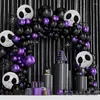 Décoration de fête Halloween Balloon Arch Fournitures de guirlande de sequins noirs violets