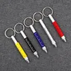 Keychains Metal Measurement Keychain Portable Mini Drawing Handwriting Screwdriver Key Chain Multi-function Tool Pen Ballpoint