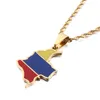 Pendant Necklaces Stainless Steel Enamel Colombia Map Necklace Trendy Colombian Flag Chain Jewelry