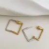 Hoop oorbellen GSOLD Geometrisch vierkant tweekleurig vrouwen mode voor- en achterkant onregelmatige metalen textuur sieraden accessoire