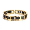 Link Bracelets Latest Designer Fashion Jewelry Bicolor Two Tone Black Ceramic And Golden Stainless Steel Charm Bangle Magnet Friendship