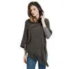 Sjaals in de winter vaste mantel jas vrouwen poncho dikke tassel onregelmatige zoom cape gebreide trui met hoodie sjaal sjaal