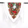 Sciarpe Sciarpa triangolare invernale termica stampa retrò russa per le donne Fazzoletto con nappa di lusso floreale caldo scialle ispessito bandana