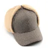 Berets Lamb Wool Baseball Dicer Small Lattice Women Sun Hat Ladies Girl Outdoor Warm Winter Spring Lei Feng