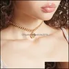 Pendentif Colliers De Mode Mignon Coeur Collier Ras Du Cou Pour Les Femmes Or Sier Chaîne Serrure Collier De Haute Qualité Charme Amour Accessoires Jewe Dhqar