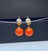 Stud Earrings Shilovem 18K ROSE Gold Natural South Red Agate Fine Jewelry Cute Wedding Gift Plant Myme9-9.5888nh