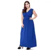 Robes de grande taille 2023 Robe pour femmes Solide Bleu Gris Sans manches Larges Big Plussize Vêtements Vêtements Vêtements décontractés pour les costumes féminins