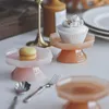 Plates Glass Dessert Mini Ornaments Jewelry Container Europe Style Ins Cake Cookies Candy Dishes Solid Pink Green Color