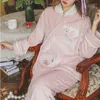 Dames slaapkleding Chinese stijl koraal fleece pyjama's sets vrouwen winter borduurwerk huiskleding pluizige pluche warme schattige pijama long nachthemd