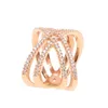 Clusterringen puur 925 Sterling zilveren vonkende kruis criss rose goud kleur micro pave cz dames vingerring