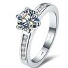 Кластерные кольца сплошное 14 тыс. Белое золото Au585 Fine 1ct Natural Moissanite Diamond помолвка для женщины идеальное подарка для рождения девочка девушка