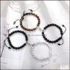 Lien Chaîne 2 Pcs Creative Aimant Attirer Couple Charme Bracelets Bon Ami Amant 8 Mm Perles De Pierre Naturelle À La Main Tressé Corde Tissé Dhnz1