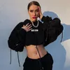 Felpe con cappuccio da donna Felpe con cappuccio JIAK Y2K Streetwear Felpa con cappuccio Goth Fashion Crop Top Manica lunga 2023 Abbigliamento autunno inverno Womem Oversize Gothic Sw