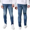 Mäns jeans 2023 Autumn Wash Distress Retro High Stretch Slim Fit Men's Casual Leggings Trendy Pencil Pants for Men