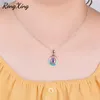 Pendant Necklaces RongXing Silver Color Blue Fire Opal For Women Fashion Purple Birthstone Necklace Jewelry NL0125